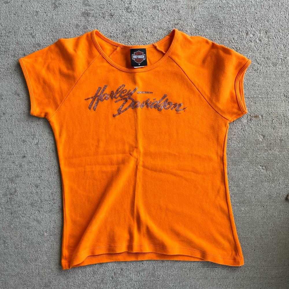 Vintage sturgis South Dakota Harley Davidson glitter baby tee short sleeve top